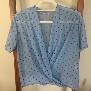 Red & Blue Polka Dot Mesh Shirt